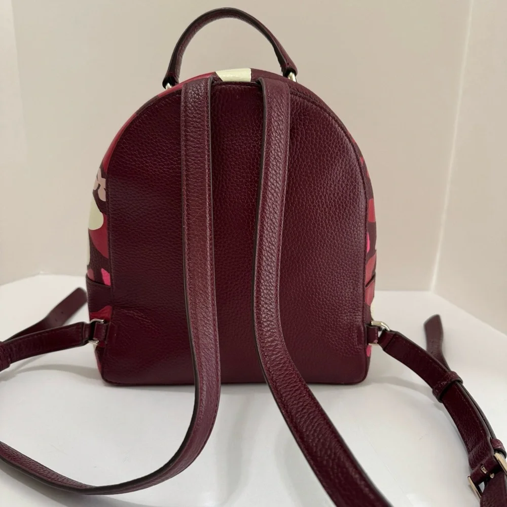 Kate Spade WKRU7023 Jackson Forest Floral Leather Backpack Pink Multi